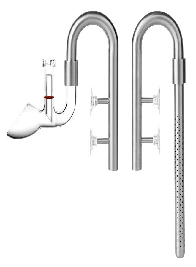 JARDLI Stainless Steel Lily Pipe Set - Hybrid Steel & Detachable Glass Outflow with Skimmer, 360° Multi-Level Inflow - Fish & Shrimp Safe, Easy to Clean (17mm for 5/8'' i.d. (16/22 mm) tubing) - Image 1